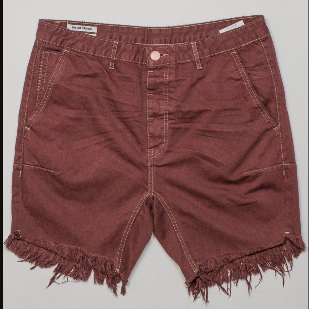 One Teaspoon BORDEAUX MR PINKS RELAXED STRAIGHT LEG SHORT Size 28 - Picture 8 of 15